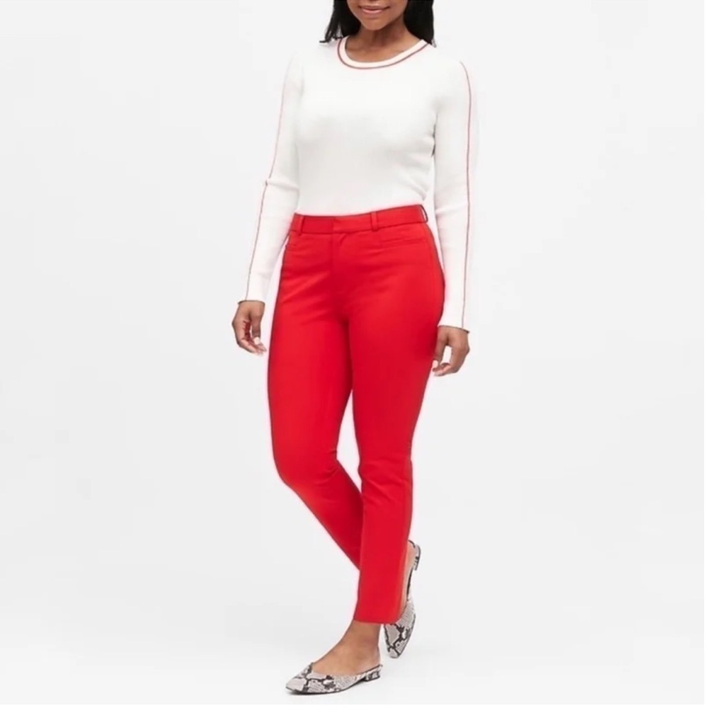 Banana Republic Red Sloan Slim Skinny Ankle Pants Trousers Office 16 Short NWT